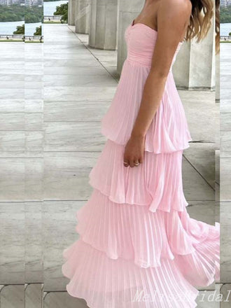 Elegant Strapless Sweetheart Layer A-Line Evening Gown Maxi Long Formal Dresses Prom Dresses ,MB455