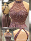 Sparkle Halter Open Back A-Line Graduation Party Short Homecoming Dresses With Pleats, HD418