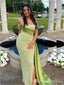 Sparkle Green Strapless Mermaid Evening Gown Maxi Long Evening Party Prom Dresses with Slit,MB727