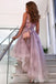 Elegant Purple Tulle A-line High Low Floral Short Homecoming Dresses, HD264