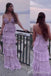 Gorgeous Lilac Spaghetti Straps V Neck Sheath Long Party Dress Prom Dresses,MB1036