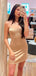 Elegant Champagne Spaghetti Straps Simple Cheap Short Homecoming Dresses, HD222