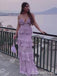 Gorgeous Lilac Spaghetti Straps V Neck Sheath Long Party Dress Prom Dresses,MB1036