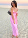 Sexy Unique Pink Spaghetti Strap Mermaid Long Prom Dresses,MB40