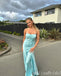 Blue Spaghetti Straps A-line Evening Gown Maxi Long Evening Party Prom Dresses  ,MB803