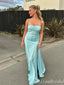 Blue Spaghetti Straps A-line Evening Gown Maxi Long Evening Party Prom Dresses  ,MB803