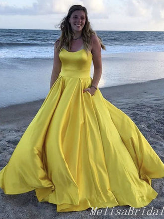 Yellow Strapless A-Line Sweetheart Evening Gown Maxi Long Evening Party Prom Dresses,MB658