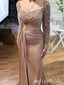 Gorgeous Long Sleeves Beaded Sweetheart Mermaid Long Prom Dresses to Impress ,MB911