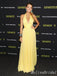 Elegant Yellow V Neck Halter Sheath Long Party Dress Prom Dresses,MB1038