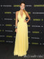 Elegant Yellow V Neck Halter Sheath Long Party Dress Prom Dresses,MB1038