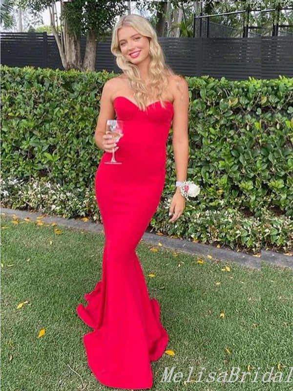 Sexy Strapless Open Back Sweetheart Mermaid Evening Gown Maxi Long Formal Dresses Prom Dresses ,MB532