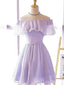 Simple Baby Purple Strapless A-Line Graduation Party Homecoming Dresses , HD364