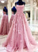 3D Flower A-line Spaghetti Straps Lace up Back Straight Neck  Long Prom Dresses to Impress,MB914