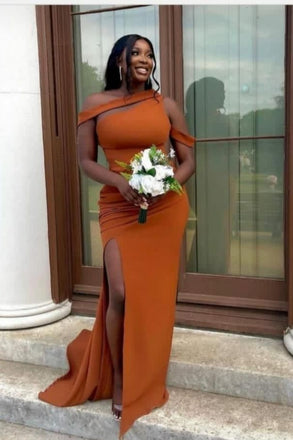 Gorgeous Mermaid Side Slit Long Bridesmaid Dresses ,BD259