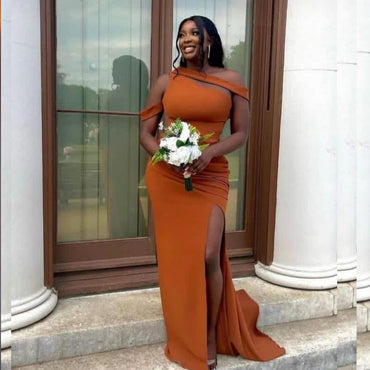 Gorgeous Mermaid Side Slit Long Bridesmaid Dresses ,BD259