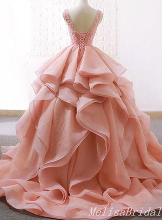 Bateau A-Line Lace Up Back Evening Ball Gown Maxi Long Evening Party Prom Dresses With Ruffles,MB663