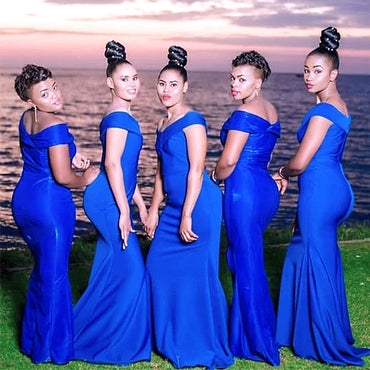 Sexy Royal Blue Off Shoulder Floor Length Cheap Bridesmaid Dresses,BD48