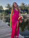 Elegant V Neck Mermaid Side Slit Long Party Dress Prom Dresses,MB1041