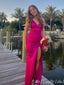 Elegant V Neck Mermaid Side Slit Long Party Dress Prom Dresses,MB1041