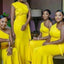 Elegant One Shoulder Yellow Mermaid Long Bridesmaid Dresses ,BD261