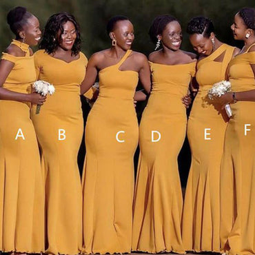 Mismatched Mermaid Orange Long Bridesmaid Dresses ,BD262