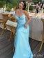 Blue Strapless V Neck A-line Evening Gown Maxi Long Evening Party Prom Dresses,MB730