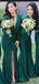 Elegant Green V Neck Long Sleeves Pleats Simple Cheap Mermaid Long Bridesmaid Dresses ,BD153