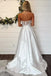 Elegant White Strapless Pleats A-Line Side Slit Long Wedding Dresses,WD41