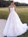 Elegant White Strapless A Line Tulle Appliques Lace Long Wedding Dresses, WD32