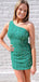 Elegant Green Sequin One Shoulder Beading Cheap Simple Short Homecoming Dresses, HD87