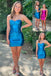 Blue Mermaid Sweetheart Graduation Party Short Homecoming Dresses , HD474