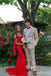 Gorgeous Off Shoulder Red Sweetheart Mermaid Long Party Dress Prom Dresses,MB1043