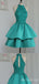 Green Halter Layer Sleeveless A-Line Graduation Party Short Homecoming Dresses, HD427