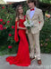 Gorgeous Off Shoulder Red Sweetheart Mermaid Long Party Dress Prom Dresses,MB1043