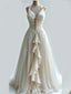 Ivory A-line Evening Gown Maxi Long Evening Party Prom Dresses,MB732