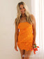 Elegant Orange Strapless Ruffles Simple Cheap Short Homecoming Dresses, HD176