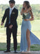 Elegant Spaghetti Straps Straight Neck Side Slit Mermaid Long Party Dress Prom Dresses,MB1046