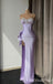 Gorgeous Strapless Lilac Beaded Sweetheart Side Slit Mermaid Long Party Dress Prom Dresses,MB1047