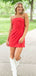 Elegant Red Strapless Simple Cheap Short Homecoming Dresses, HD177