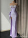 Gorgeous Strapless Lilac Beaded Sweetheart Side Slit Mermaid Long Party Dress Prom Dresses,MB1047