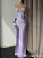 Gorgeous Strapless Lilac Beaded Sweetheart Side Slit Mermaid Long Party Dress Prom Dresses,MB1047