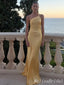 Yellow Sheath One Shoulder Evening Gown Maxi Long Evening Party Prom Dresses ,MB734