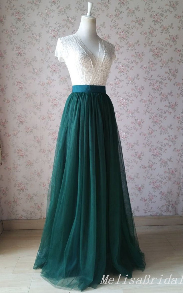 Gorgeous Lace Green A-line V Neck Long Party Dress Prom Dresses,MB1049