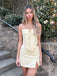 Elegant Light Yellow Spaghetti Straps Simple Cheap Short Homecoming Dresses, HD181