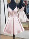 Light Pink Spaghetti Straps A-line Graduation Party Short Homecoming Dresses , HD476