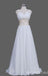 Elegant White V Neck A-line Long Party Dress Prom Dresses,MB1051