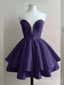 Purple Strapless Sweetheart A-line Graduation Party Short Homecoming Dresses, HD478