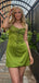 Sexy Green Lace Spaghetti Straps Simple Cheap Short Homecoming Dresses, HD180