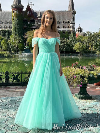 Mint Green Off Shoulder Sweetheart A-line Evening Gown Maxi Long Evening Party Prom Dresses,MB703