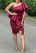 Elegant Dark Red Ruffles Simple Cheap Sheath Short Homecoming Dresses, HD190